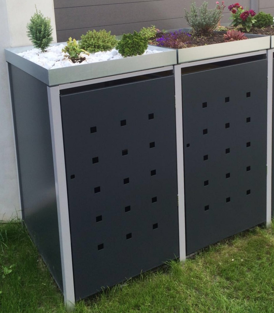 Metalltechnik Dermbach Müllbox Mülltonnenbox für 2 Mülltonnen (120L / 240L) aus Metall 71222-1