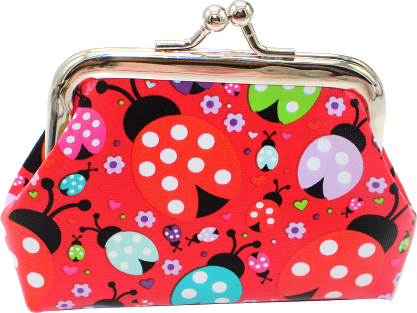 PMALT Bunte Kinder Kunstleder Marienkäfer Mini Geldbörse Geldbörse Geldscheinetui Weiß