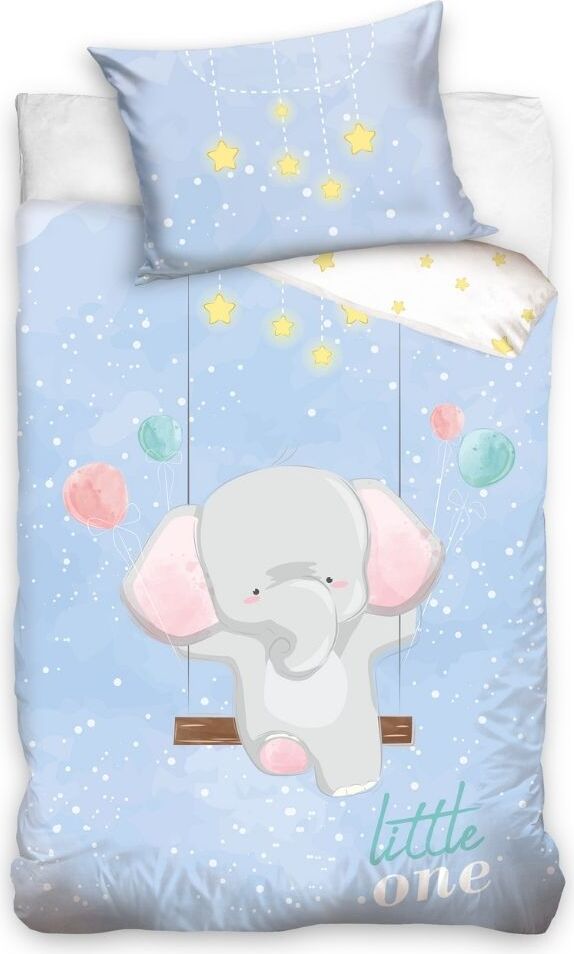 STTS Babyblaues Elefanten-Bettwäscheset