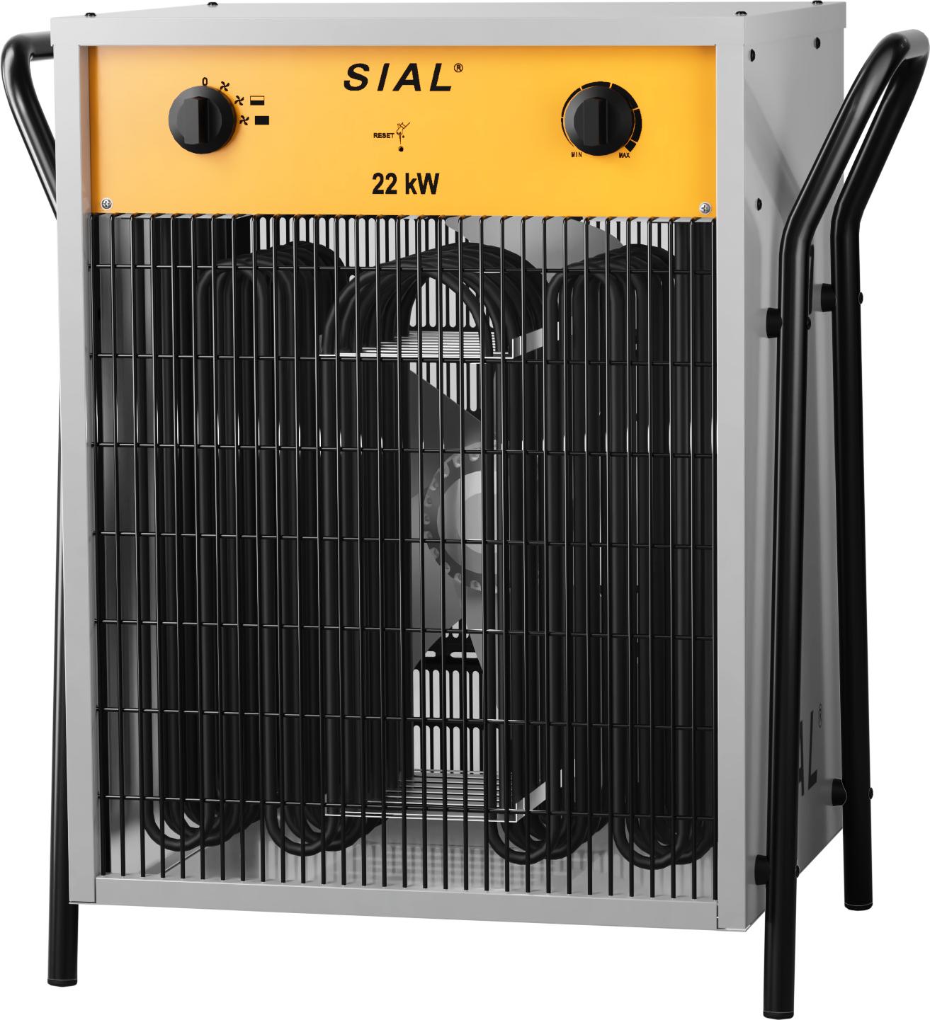 SIAL Priemyselný vykurovač 22kW, termostat, 2 režimy, strieborná (pre staveniská, dielne, garáže)