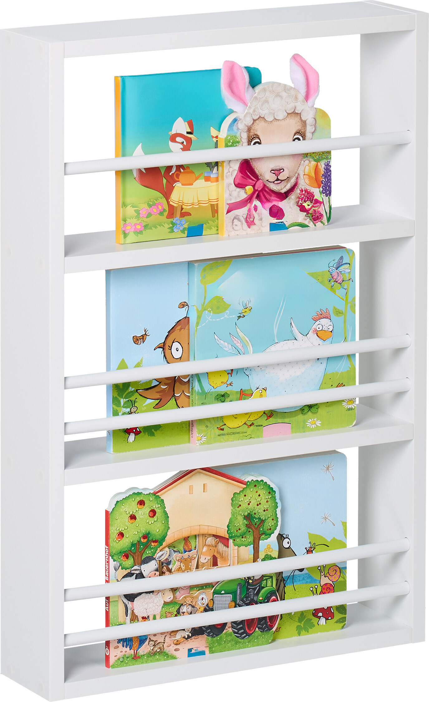 Joyz Bibliothèque pour enfants avec 4 compartiments suspendus, motif espace, 62,5x28x60,5 cm