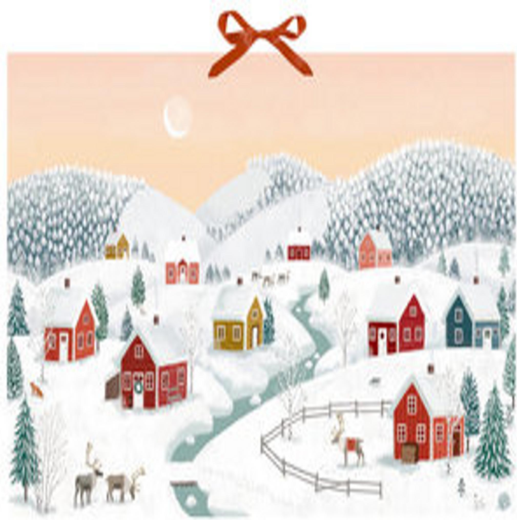 Nástenný adventný kalendár - Zimné domčeky