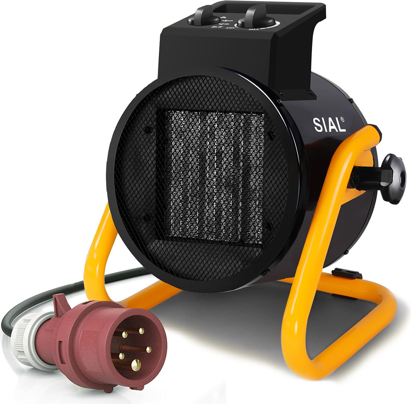 SIAL Keramický priemyselný vykurovač 5000W, rýchle ohrievanie 3s, termostat & ochrana proti prehriatiu, čierny