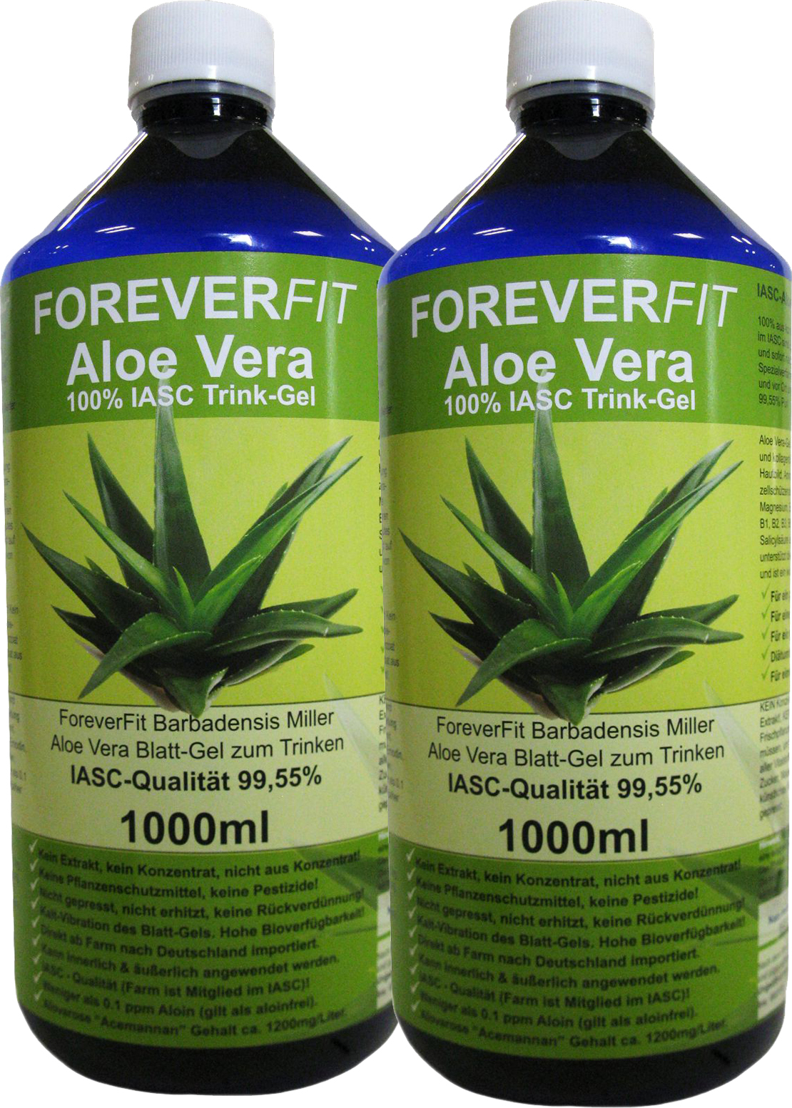 ForeverFit Aloe Vera 2x 1000ml Trinkgel Barbadensis Miller