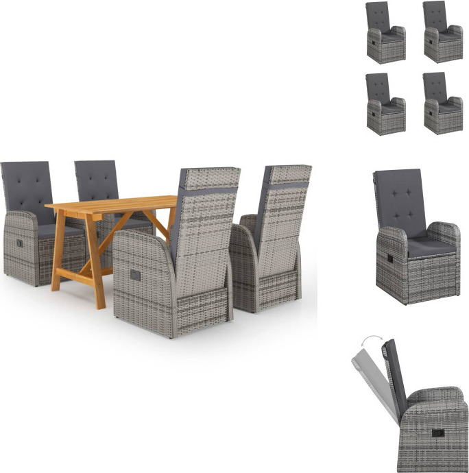 vidaXL 5-dielny záhradný jedálenský set sivý - Záhradné nábytkové zostavy