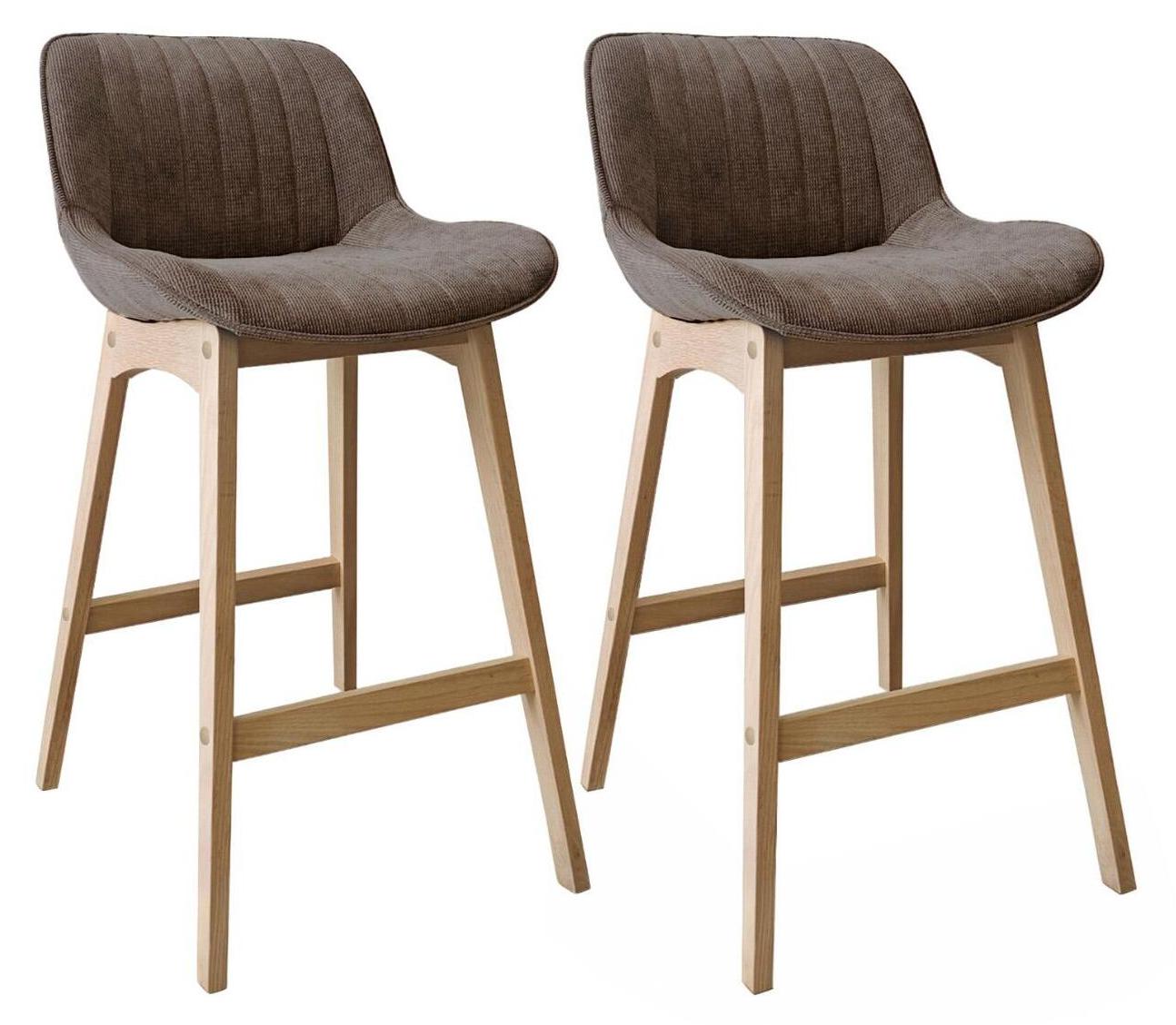 MOB-IN NORDEN Barhocker-Set Eiche & Cord-Samt H75cm