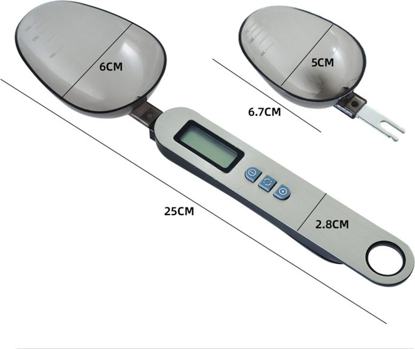 Sporgo Digitale Löffelwaage 800g - Präzise Küchenwaage Mit Abnehmbarem Messlöffel - Weiß