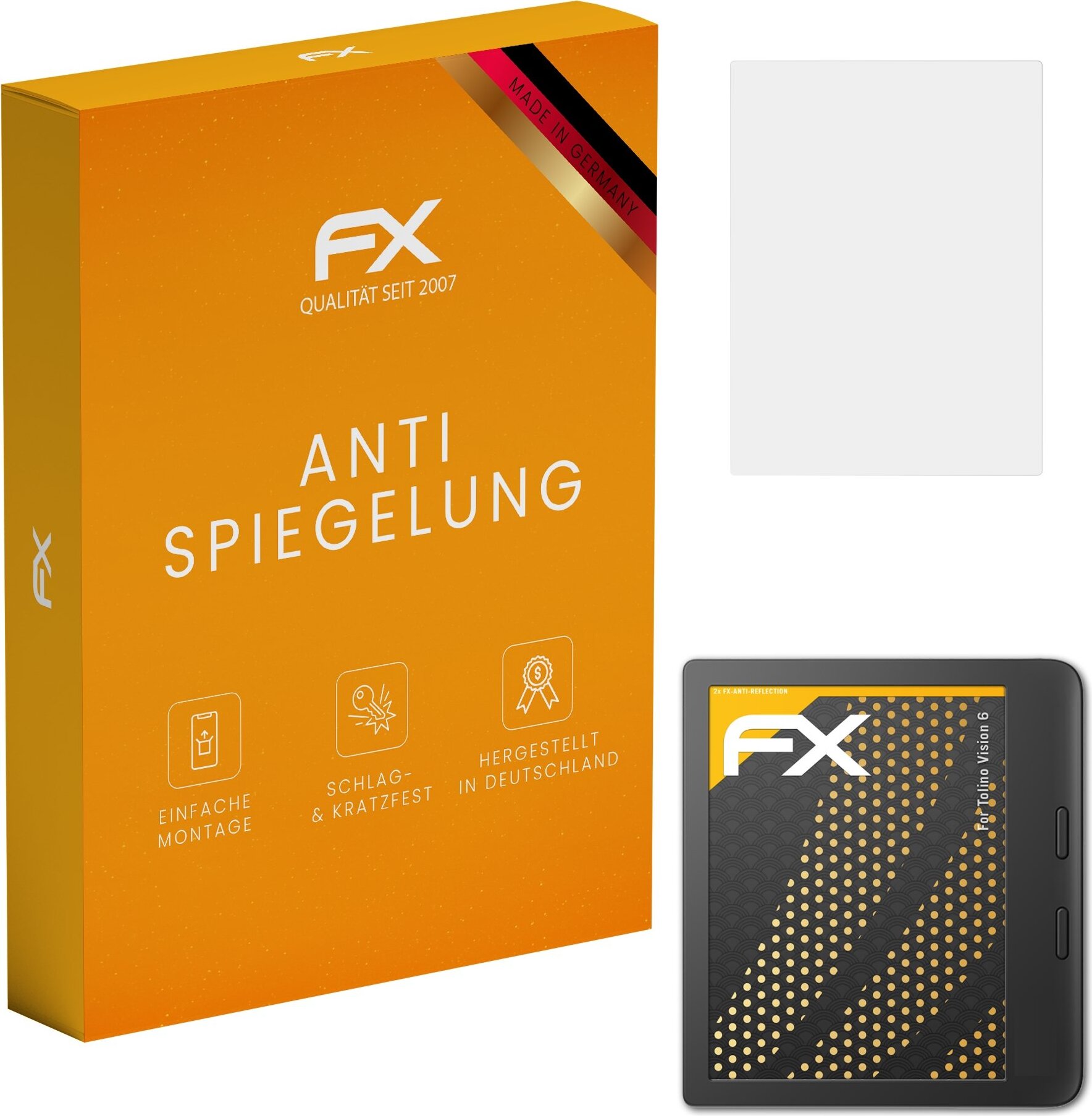 AtFoliX Panzerfolie Für Tolino Shine 3 – Entspiegelnd, Stoßdämpfend, 2 Stück – Mit Montagezubehör
