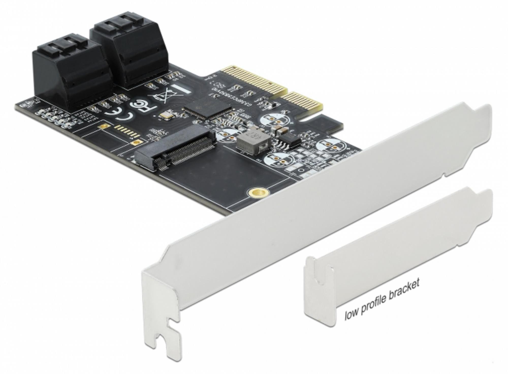 Delock 4 Port SATA und 1 Slot M.2 Key B PCI Express x4 Karte - Low Profile Formfaktor 90396