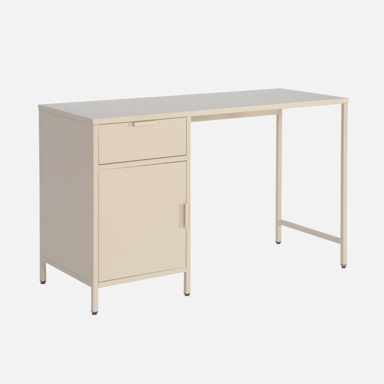 sweeek - Kinder-Schreibtisch aus laminiertem Stahl mit 1 Schublade - Beige IKSOHODESKBG