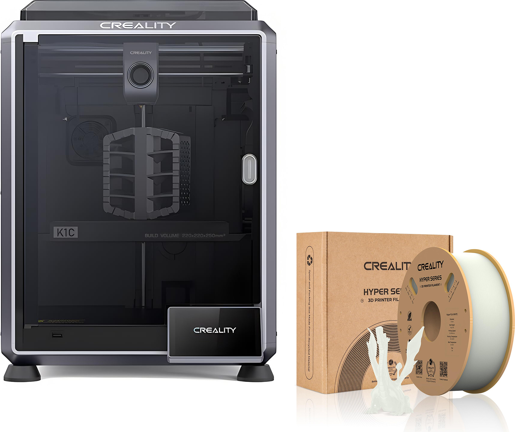 CREALITY 3D Creality K1C 3D Drucker, mit 1kg Creality Hyper PLA Filament--Weiß