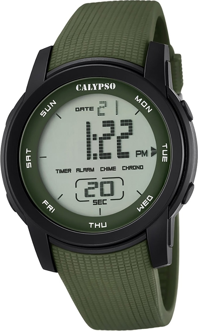 Calypso plastové pánske hodinky K5698/4 náramkové hodinky zelené digitálne D2UK5698/4