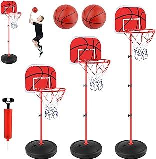 Akhan Basketballkorb Kinder, Basketball Korb mit Ständer, Basketballständer Höhenverstellbarer 60-150cm, Mini Basketballkorb mit 2 Ball & Pumpe für Indoor Outdoor, Basketball Spielzeug 174835483