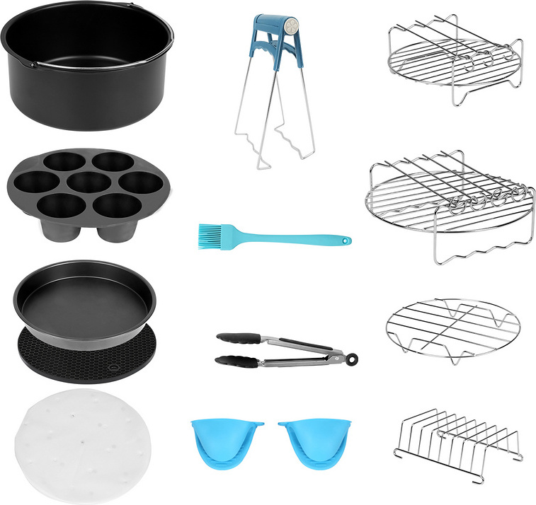 Jiubiaz 12tlg príslušenstvo pre teplovzdušné fritézy Fritéza na grilovanie Teplovzdušná rúra Pizza Pan 8"