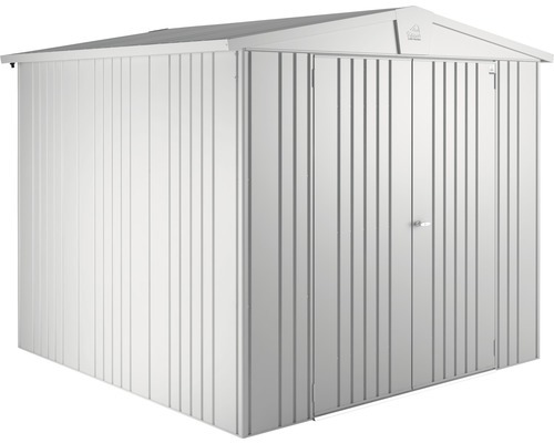 Plechový záhradný domček Biohort Europa 4 veľ. 224x224 cm strieborný metalický
