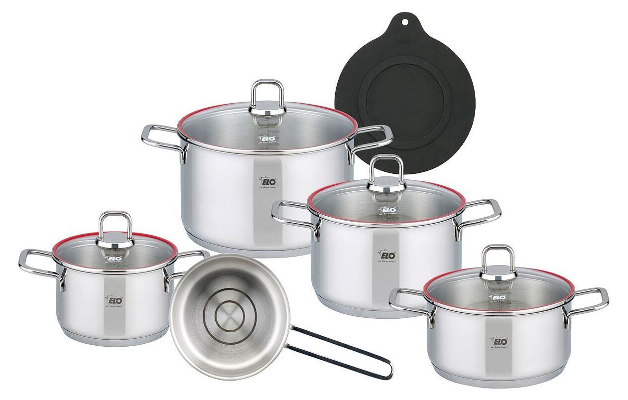 Eisenbach Professional Set di pentole in acciaio inox, 8 pezzi, con coperchio in vetro, lavabile in lavastoviglie, set di pentole a induzione, set di pentole per tutti i tipi di piano cottura