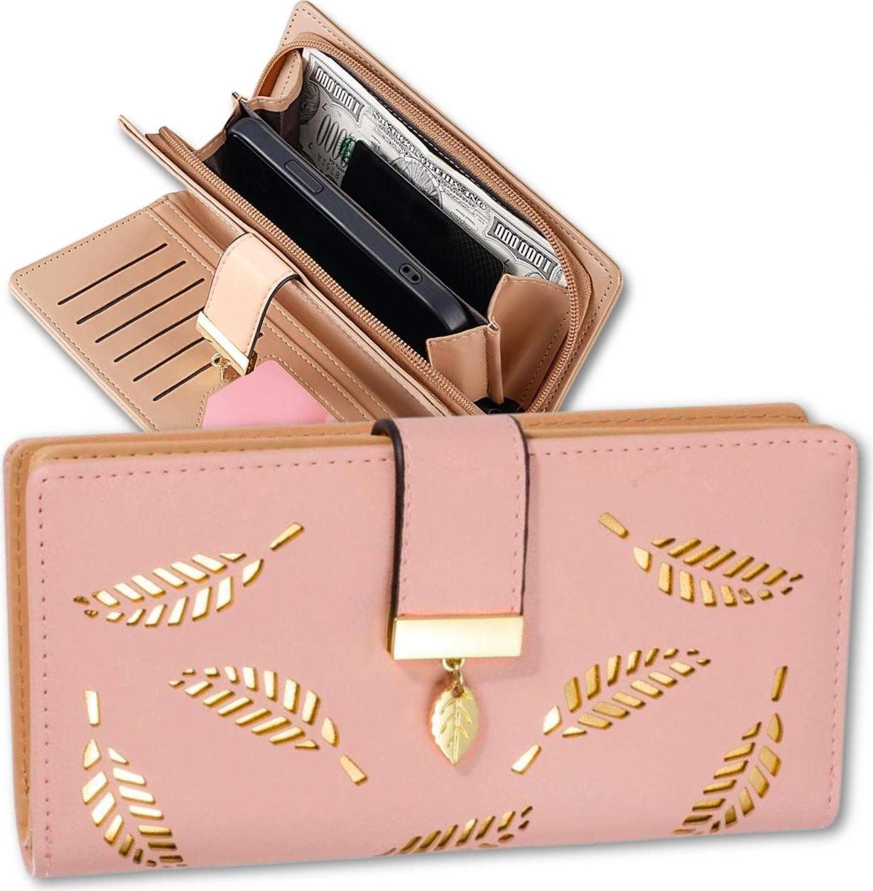 EDIBAZZAR | Bequeme Damen-Geldbörse mit praktischem Reißverschluss C2_PINK