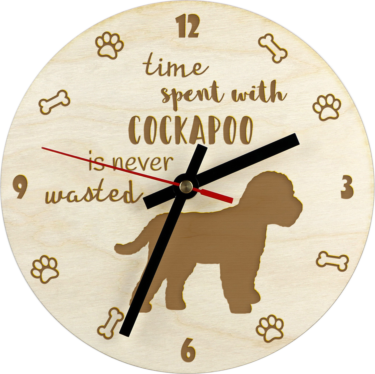 Kokpédo - hodiny so psom, drevené hodiny s gravírovaním, personalizované hodiny od Art-Dog