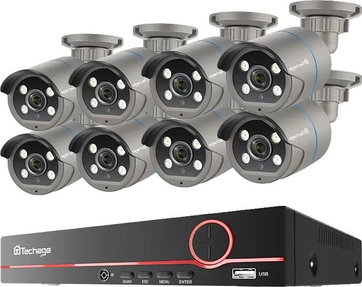 Monitorovací kamerový systém, podpora 8CH, kompresia H265, 8CH NVR a 8 kamier, bez integrovaného HDD
