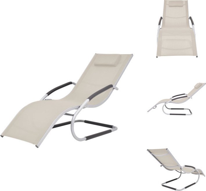 vidaXL Lehátko s vankúšom hliník a textilén krémová - Lehátka