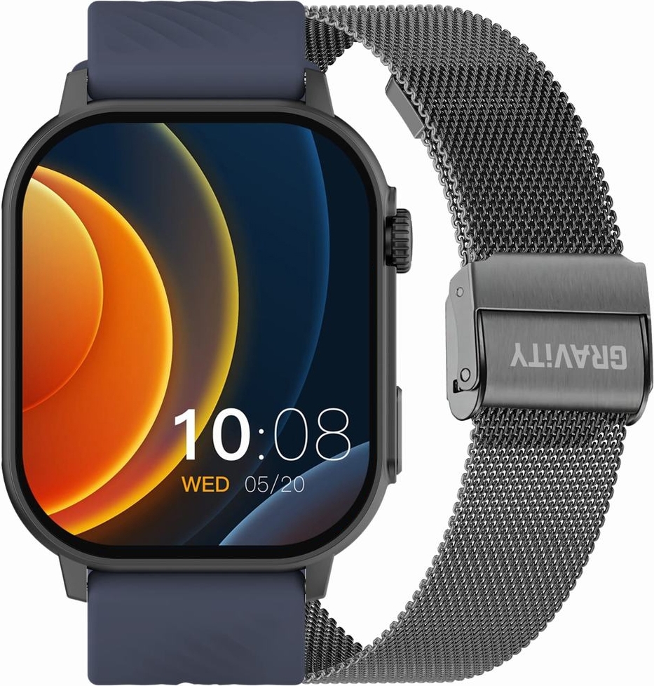 Smartwatch Gravity GT15-4 Niebieski Pasek Silikonowy + Tytanowa Bransoleta