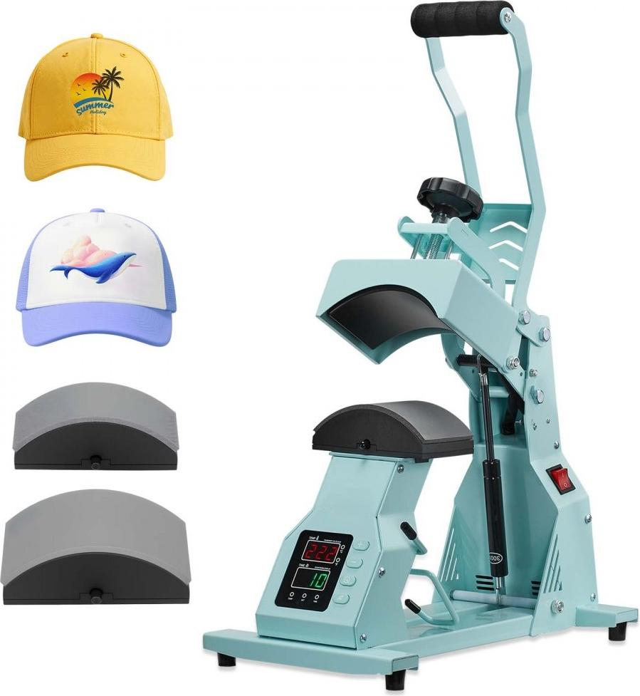 Tepelný lis na klobúky 400 W - Lis na čiapky s 2 doskami - Lis na klobúky a čiapky pre optimálne výsledky