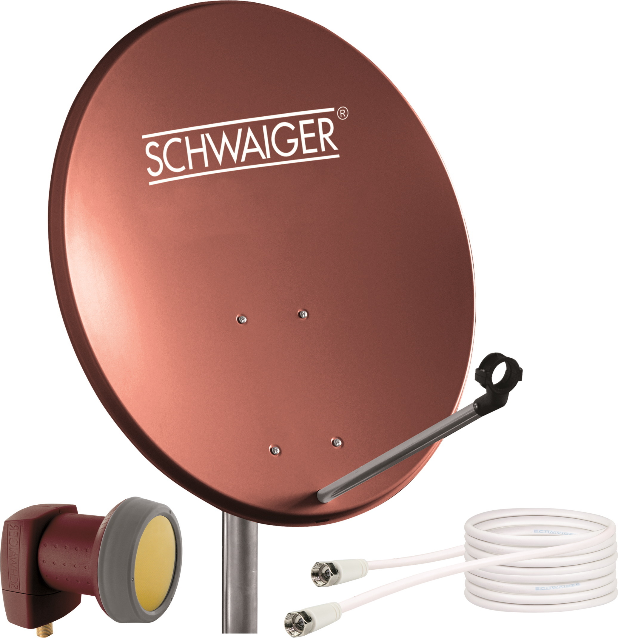 Schwaiger Stahl Satellitenschüssel Set 60 cm ziegelrot 719741