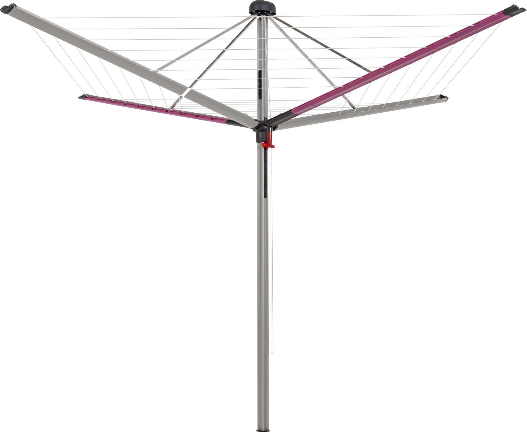 Wäschespinne Vento | 4 Tragarmen | 8 Leinenreihen | Aluminium | Sommerflieder| Hx⌀ 205x290cm | Geschlossene Rundform mit Abdeckkappe und Leineneinzug