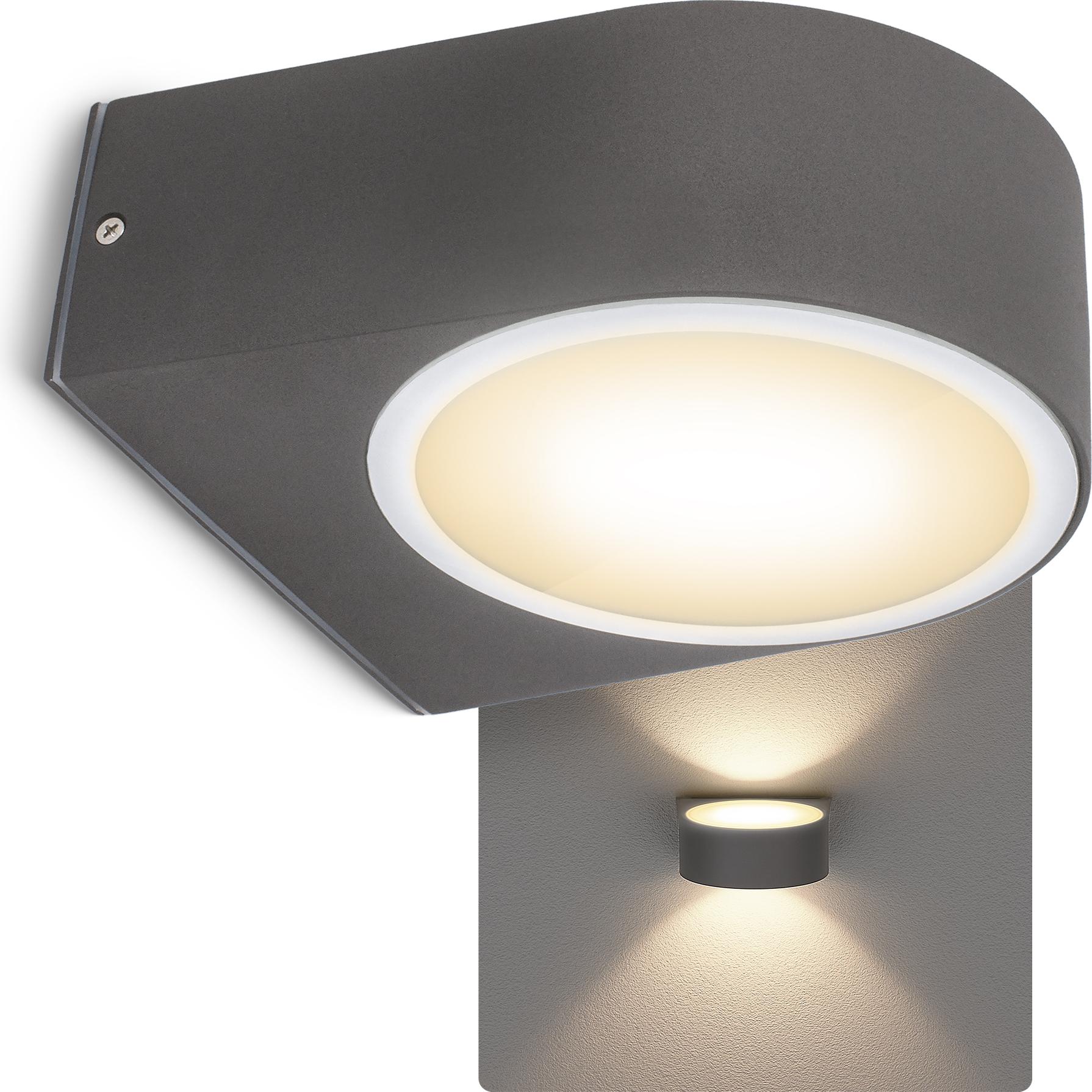 SSC-LUXon LIMO Up & Down Wandleuchte für Außen in anthrazit-grau IP54 – Wand Außenlampe inkl. LED Glühbirne 4W warmweiß 230V SSC-7409