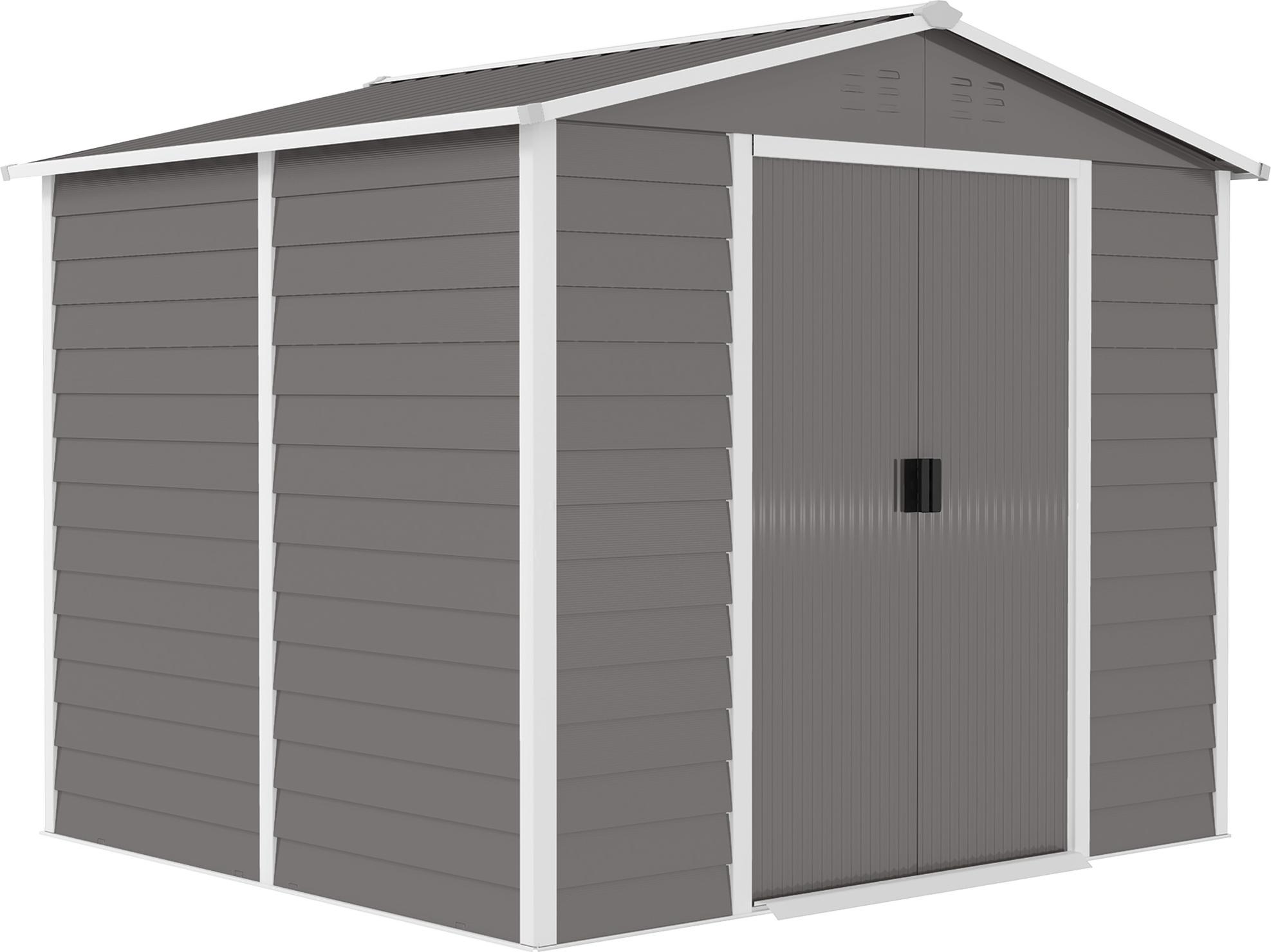 Geräteschuppen aus Metall, wetterfest & rostfrei, abschließbar, 2,40 x 2,06 x 1,98 m, Hellgrau Image