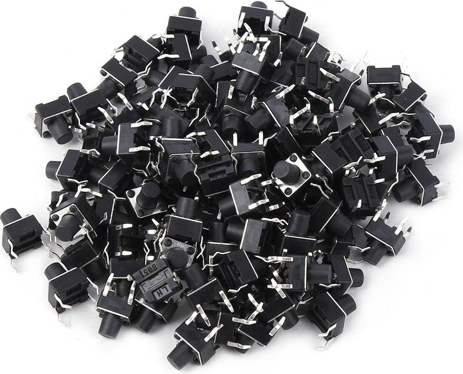 TWO TREES 100 Stück Mini Mikrotaster 6 x 6 x 7 mm – Momentaner Takt-Druckschalter für Leiterplatte