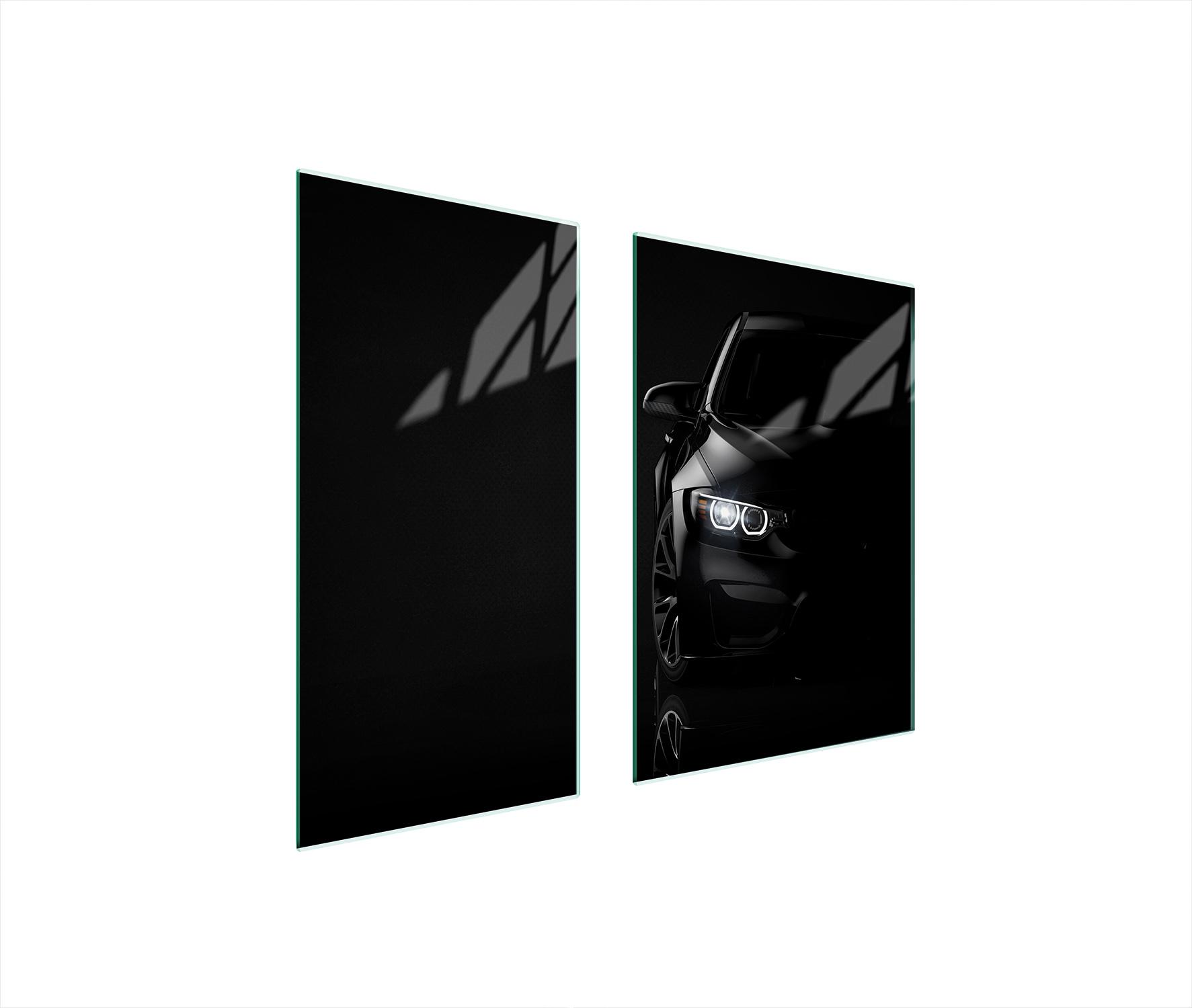 TMK ArtDeko Herdabdeckplatten 2 teilig 75x52 Ceranfeld Abdeckung Glas Schneidebrett Auto Schwarz