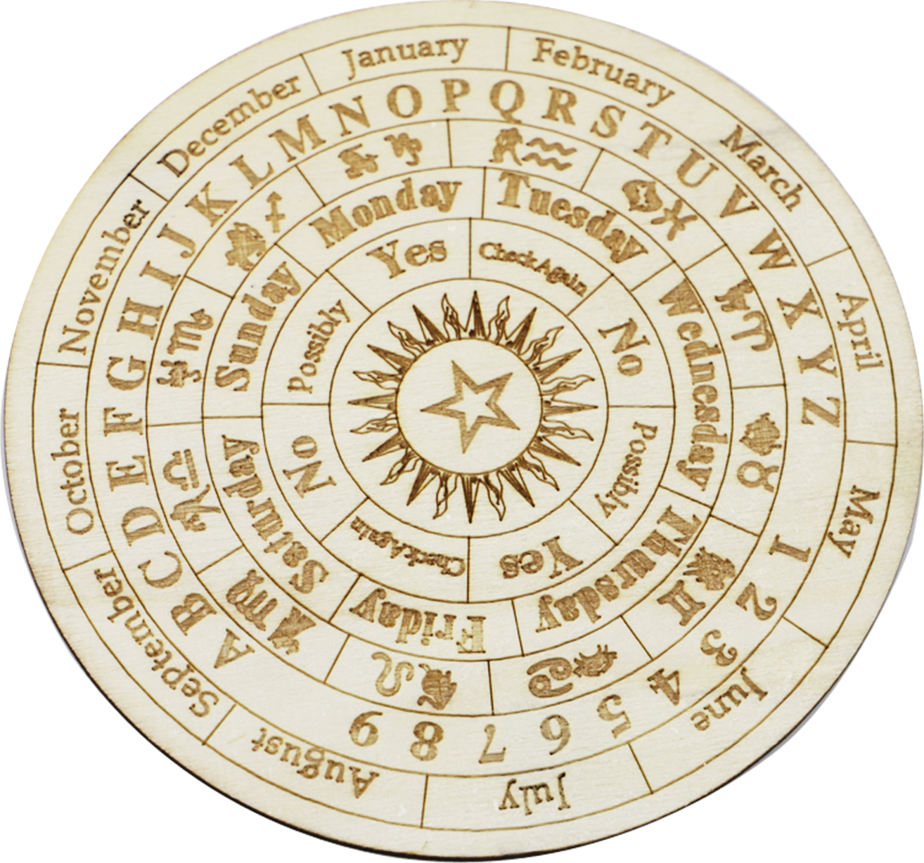 DECDEAL S Stern-Pendel-Brett aus Holz, Wue nschelrute, Wahrsagetafel, runde, metaphysische Mitteilungstafel, Hexerei, Wicca-Altar, Anfaenger, Hexerei-Versorgung