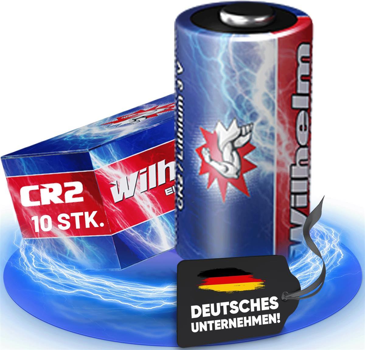 10 x Wilhelm CR2 Batterien 3V Lithiumbatterie CR2A DLCR2 CR17355 Lithium Batterie Fotobatterie Photo