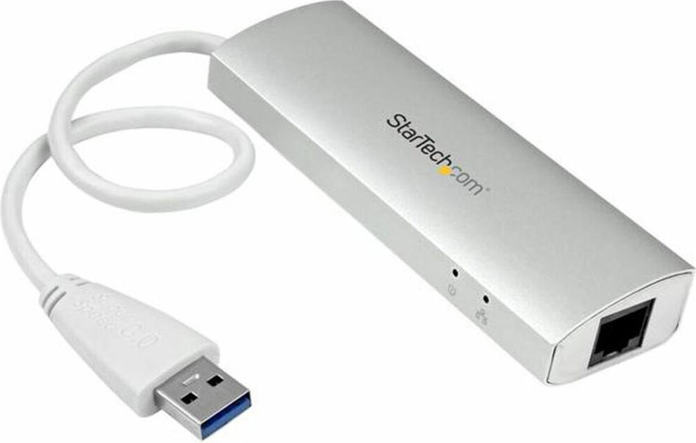 StarTech.com ST3300G3UA, Kábel, USB, Ethernet, 5000 Mbit/s, Strieborná, Biela