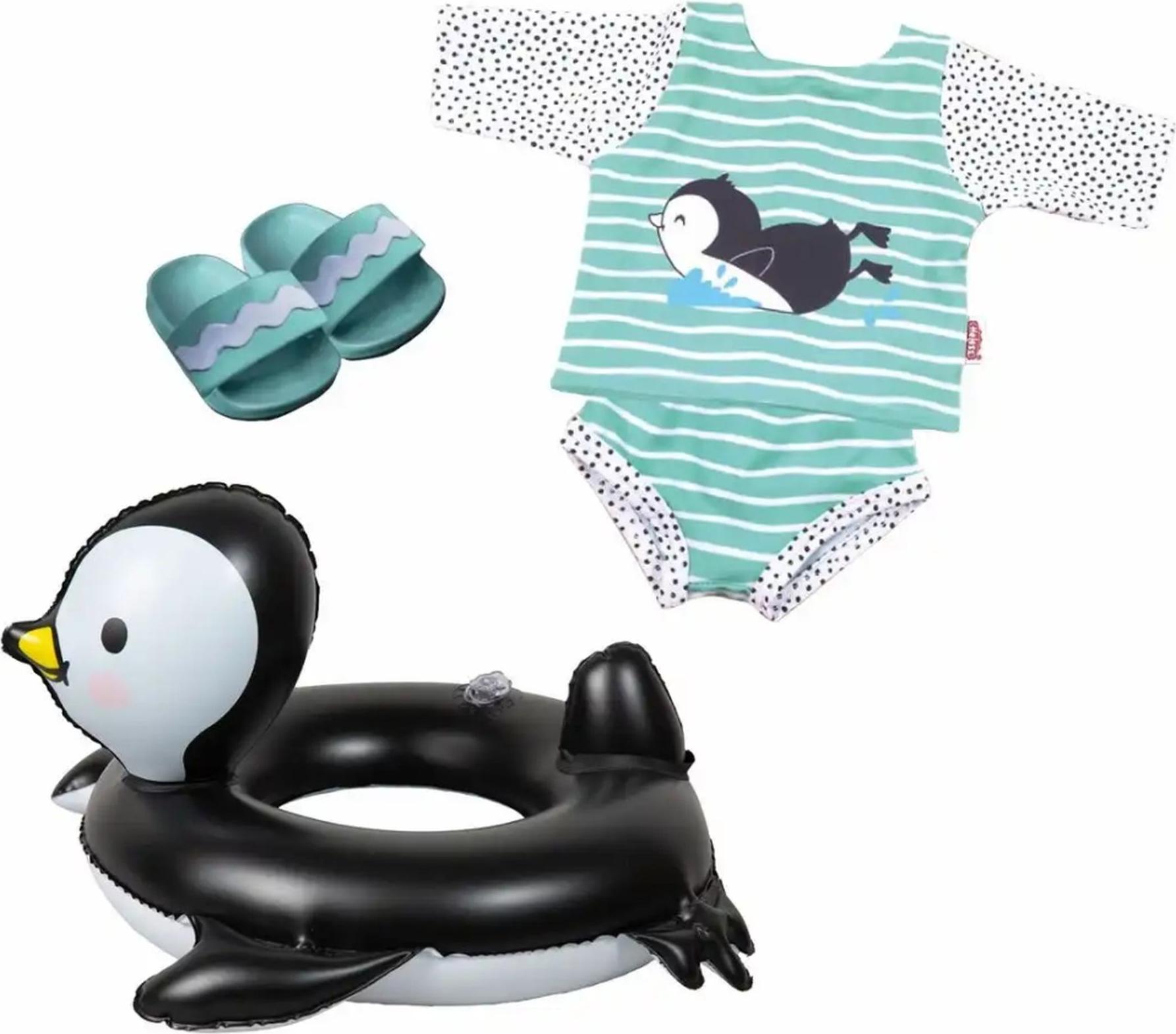 Heless Salvagente Per Bambole A Forma Di Fenicottero Rosa - Anello Da Nuoto Gonfiabile Per Bambole 35-45 Cm, Giocattolo Da Bagno E Piscina