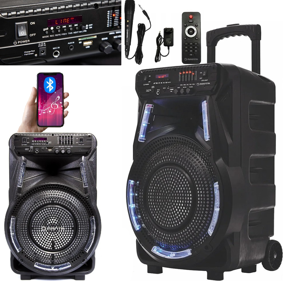 Veľký Prenosný Bluetooth Reproduktor 40W Karaoke S Mikrofónom, Led, Fm, Tws