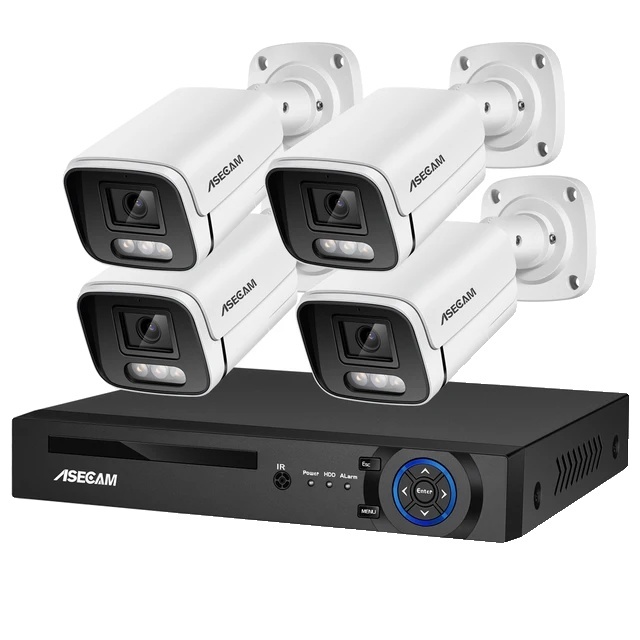 Bezpečnostný kamerový systém, rozlíšenie 8 MP, detekcia pohybu AI, no-a, 4CH NVR a 4 kamery