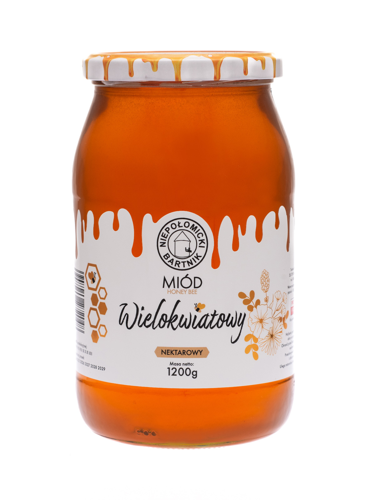 Niepolomicki Bartnik Wildblumenhonig 1200g Roh und Frisch Großes Glas Bienenhonig Blütenhonig aus der Imkerei PL12015289