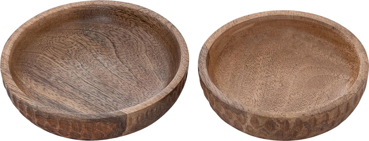 Abato Holzschale 2er Set ø15/17cm H 4cm Dekoschale Tik & Tok rund Mangoholz Dekoschale