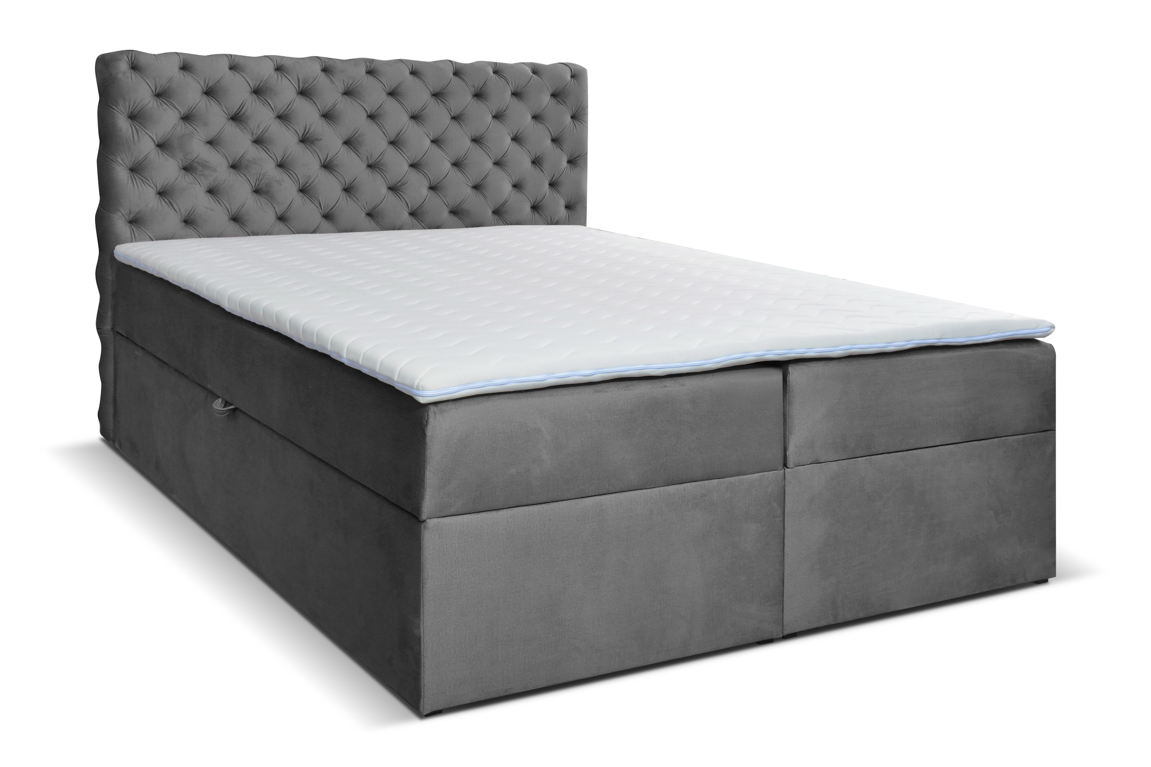 MOB, Manželská posteľ Boxspring 140 cm - Orimis (sivá)