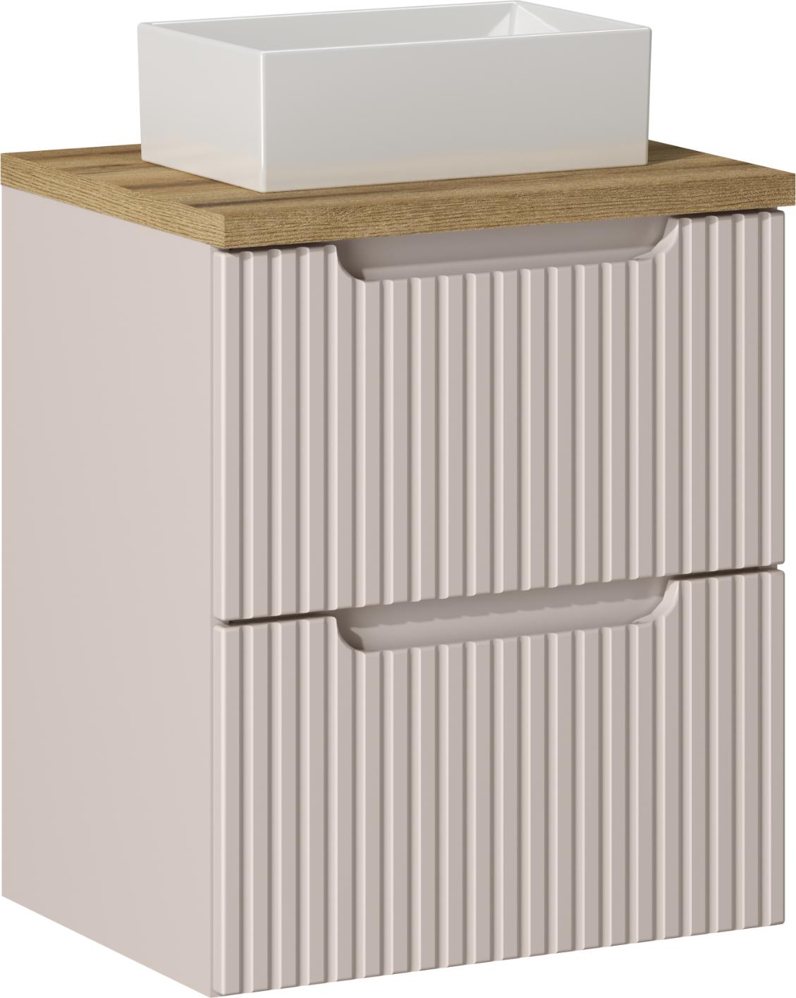 Badezimmerschrank 50 Cm Mit Sockelwaschtisch Und Eichenplatte