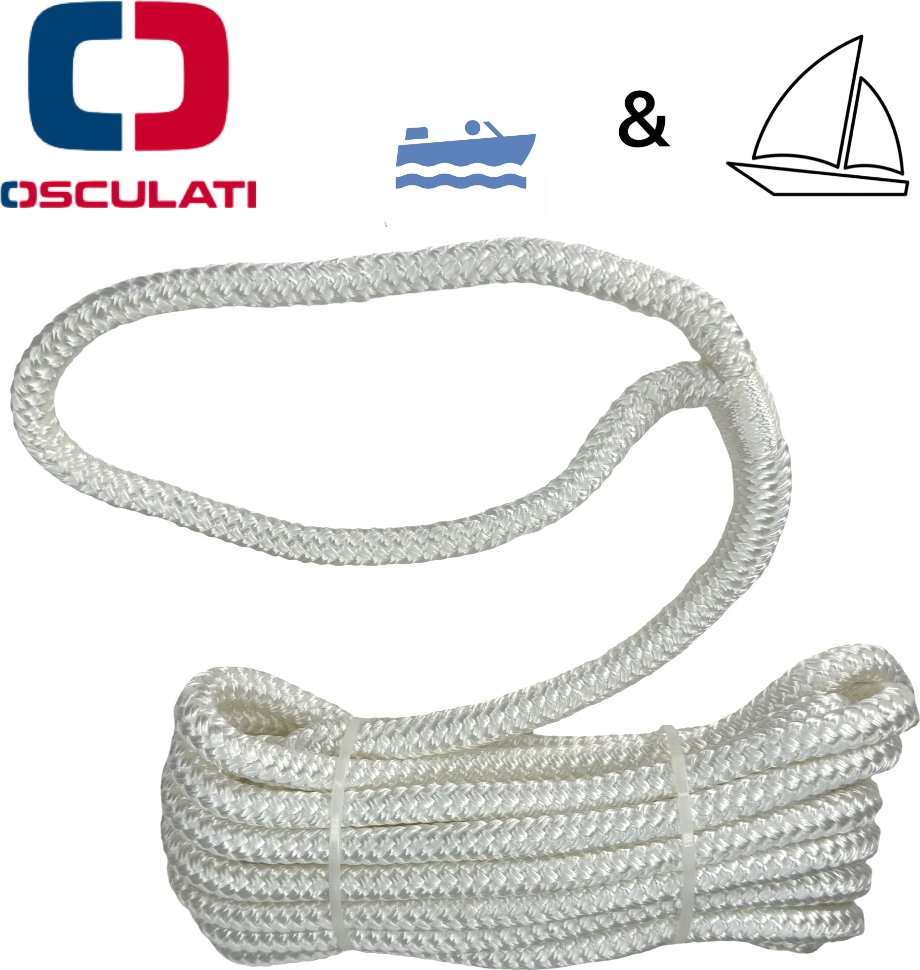 Osculati Festmacherleine mit Auge 12mm x 7m Weiß