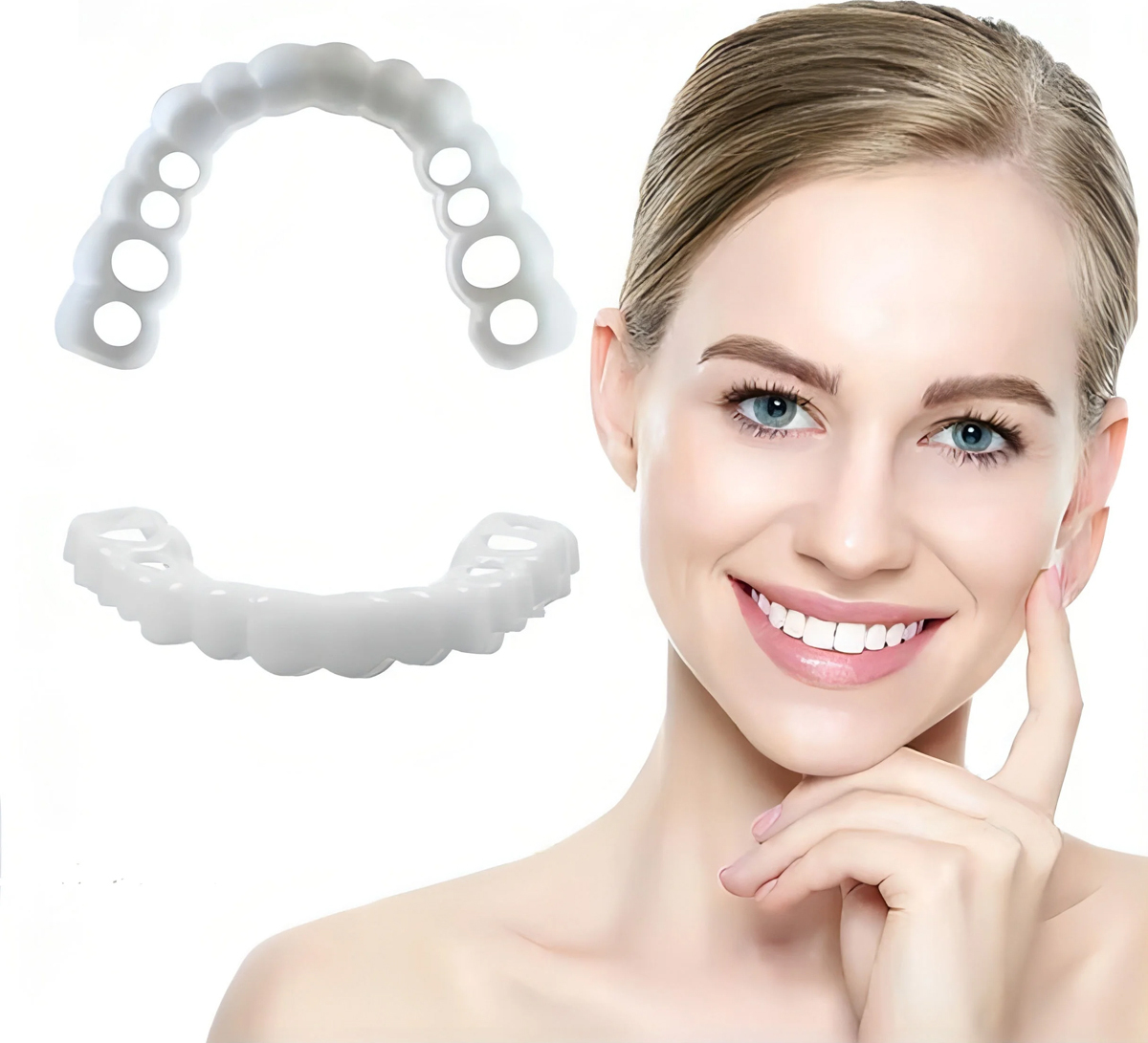 Jormftte Ormromra 1 Paar Zahnprothesen Kosmetische Zähne Sofort-Veneers Zahnprothesen Temporäre Zähne Ober- und Unterkiefer-Gebissprothesen Kosmetische Zahnveneers Snap Comfort Fit Schnelle Zahnprothesen KAU-LR-HT-YWC-20250610-54