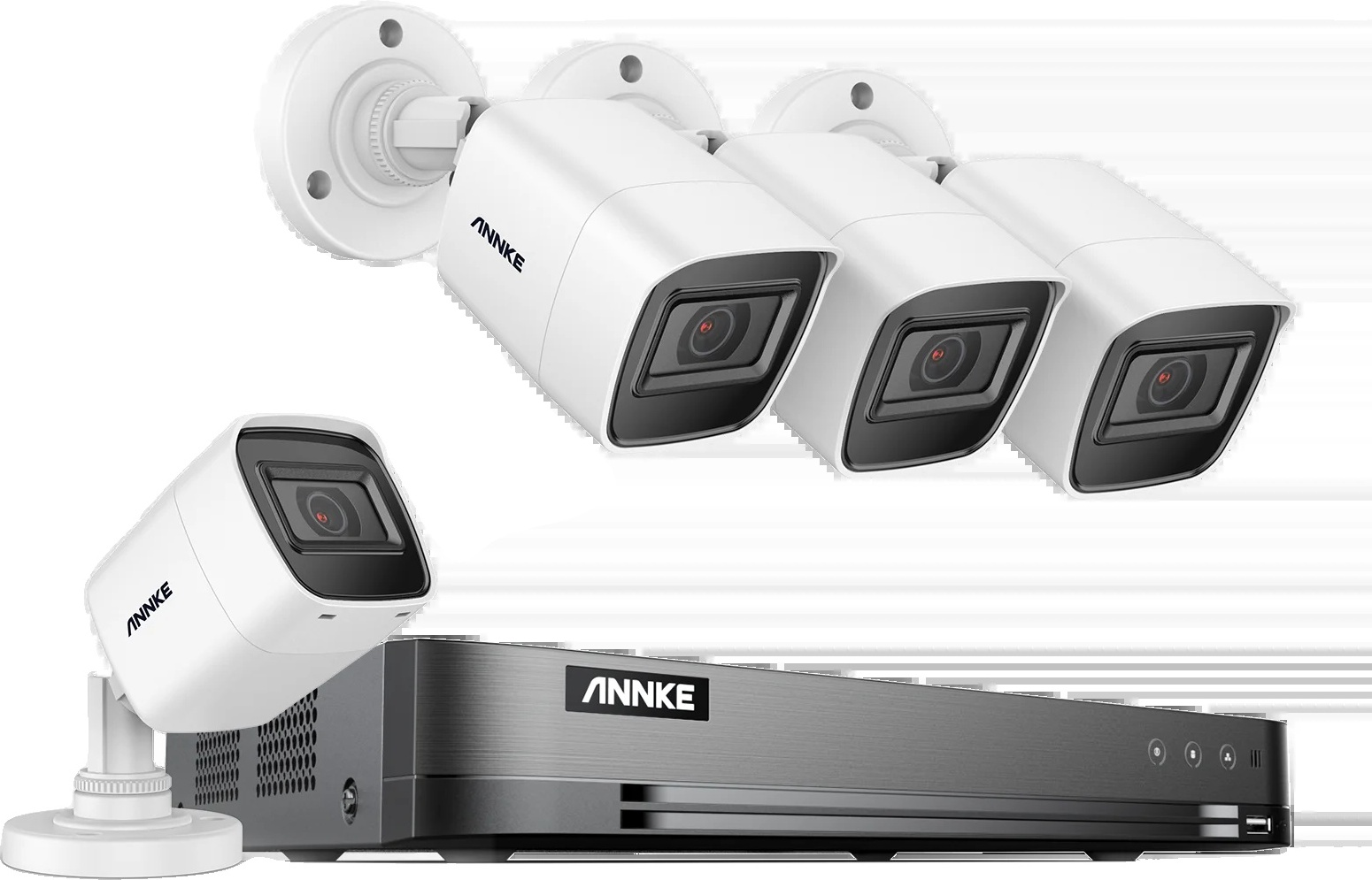 bezpečnostný kamerový systém 4K, 30 m IR nočné videnie, IP67 vodotesný, 4CH NVR 4 ks kamier, 4T