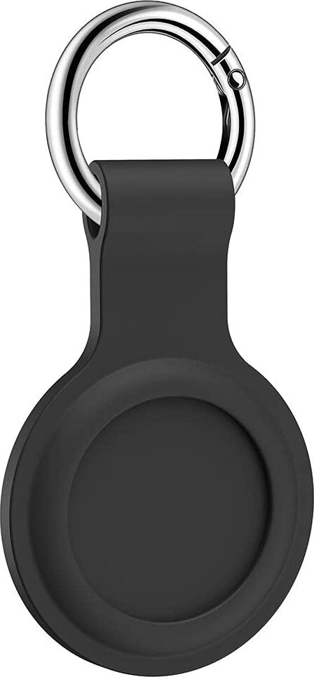 Laylion Custodia Protettiva Per AirTag In Acciaio INOX Con Anello Portachiavi E Moschettone - Resistente Ai Graffi, Nero+argento - 3