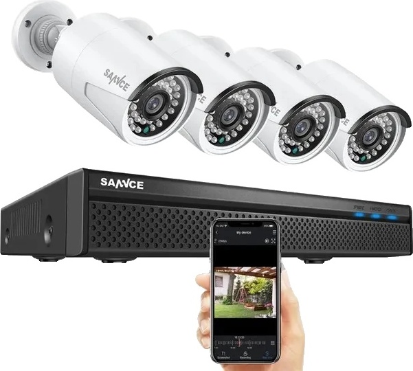 SANNCE NVR bezpečnostný kamerový systém, rozlíšenie videa 8MP, podpora 8CH POE, 8MP 4 ks kamier, žiadne