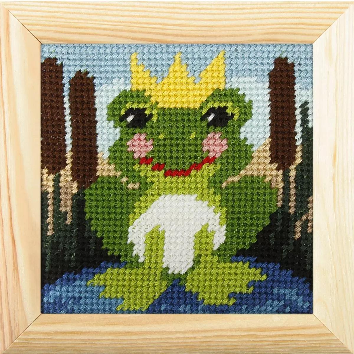 Stickset mit Rahmen „Mein erstes Sticken: Frosch“ – Anex-Bis PAP