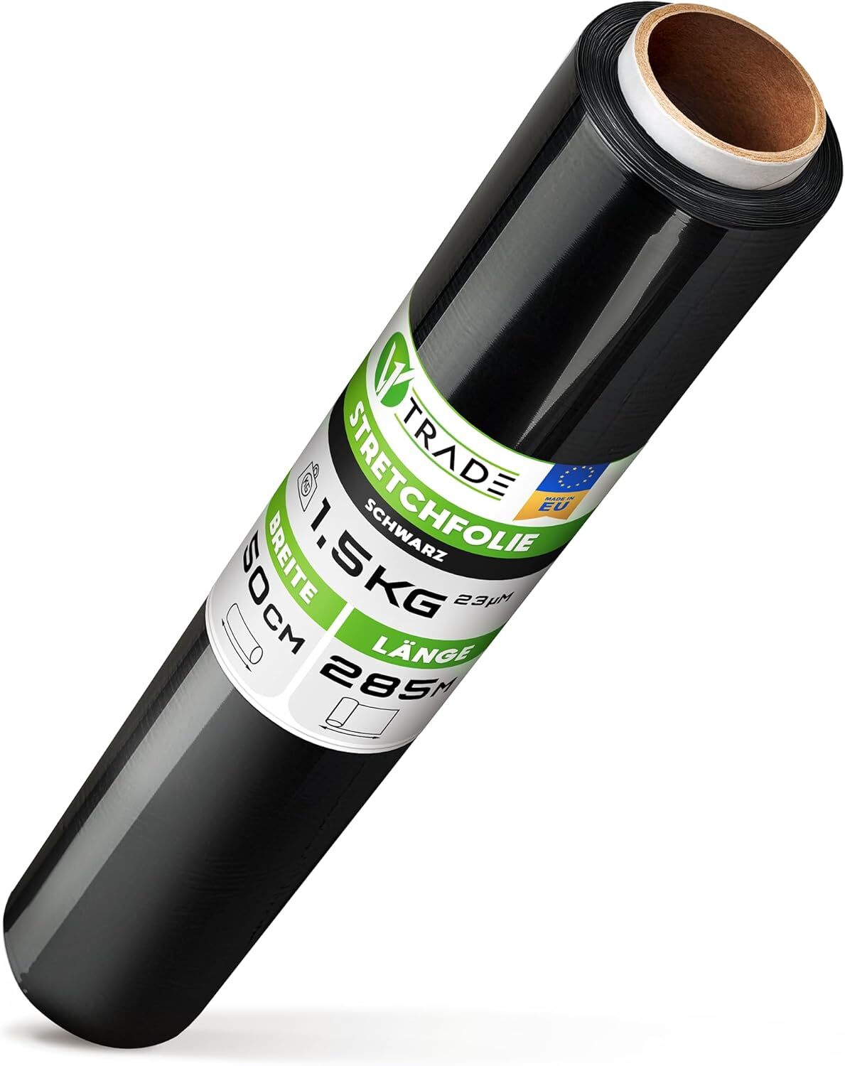 V1 TRADE Schwarze Stretchfolie 1,5kg - 285m/50cm Handstretchfolie für Möbel und Umzug