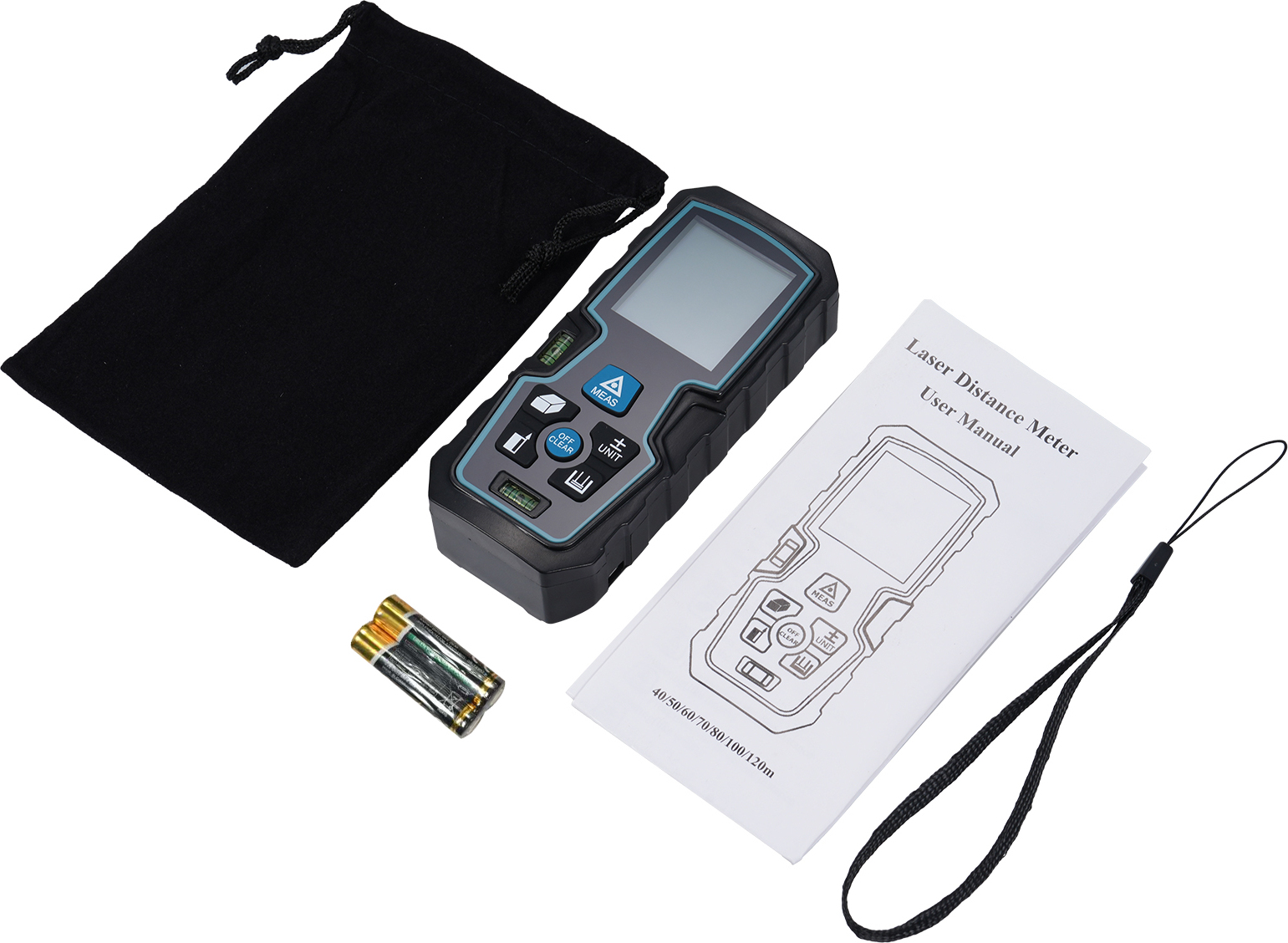 Aibecy 100M Laser-Entfernungsmesser, doppelte Libelle, Kontinuierliche Messung, Flächenmessung, Volumenmessung, pythagoräische Messung (3 Modi)